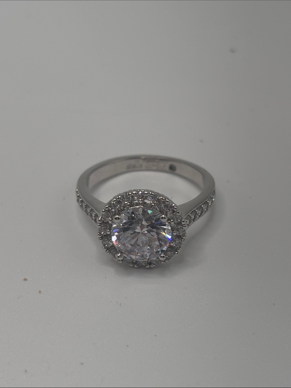 Stella & Dot Elina Clear CZ Halo Ring Silver Tone Size 7